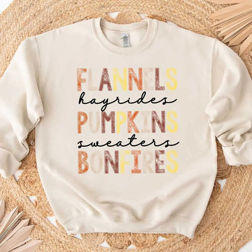 Flannels Hayrides Pumpkins Sweaters Bonfires Fall Sweatshirt