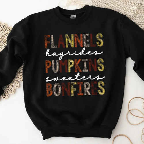 Flannels Hayrides Pumpkins Sweaters Bonfires Fall Sweatshirt